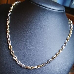 Unisex Gold and Silver Tones Chain Necklace 17.5" long weight 27g